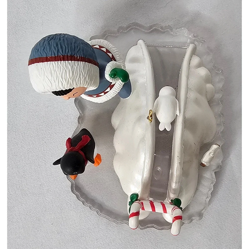 Hallmark Frosty Friends Ornament OS Multi Eskimo Penguin Slide Candy Cane 1990s